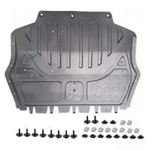 VW CADDY III 04-10 GOLF V UNTERFAHRSCHUTZ MOTORSCHUTZ + EINBAUSATZ CLIPS NEU - Bild 1 von 1