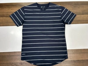 BYLT Drop Cut Mens Size L Blue Striped Shirt Lux Luxe Stretch Premium Basics - Picture 1 of 9