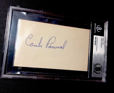 Camilo Pascual Beckett BAS Signed Index Card Slabbed 1950s TWINS pitcher Auto - Image 1 of 4