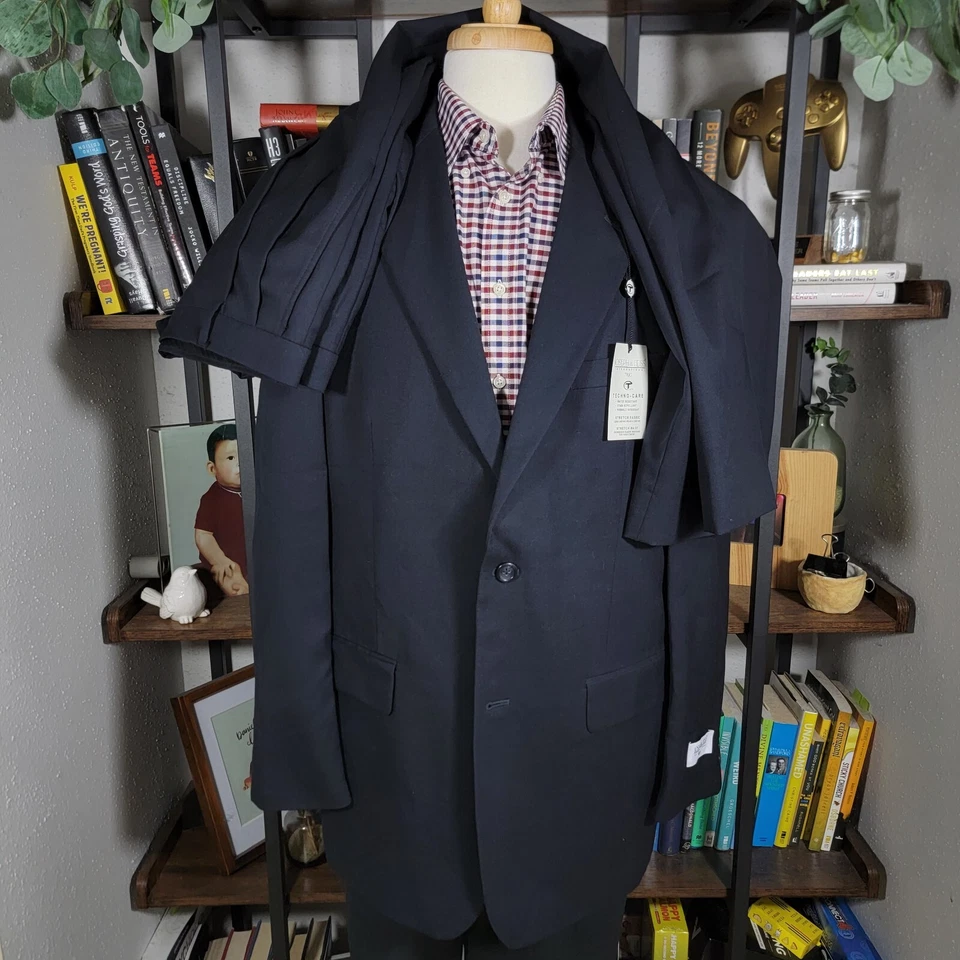 Joseph Feiss Men's 2PC Suit Deep Navy Wool Twill Pleat Front Sz 44L 39x30 - NEW - Image 1 of 4