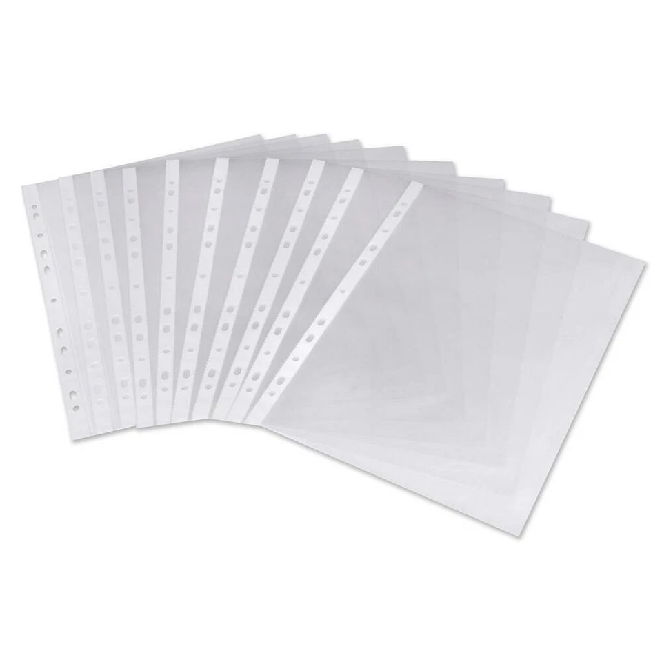 Pack of 1 - 100 - 1000 A4 Clear Punched Pockets Copy Acid Free 30 50 75 Micro - Image 1 of 1