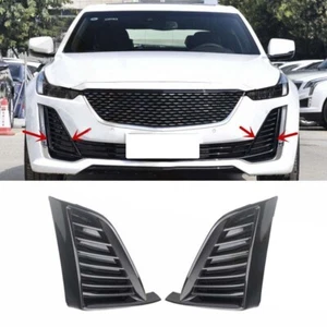 Pair Bright Black Front Bumper Fog Light Grille Cover For Cadillac CT5 2020-2023 - Picture 1 of 6