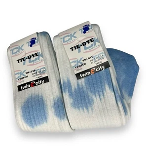TCK Tie Dye Multisport Tube Socks Soccer Softball Size Large- Blue White- 2 Pair - Picture 1 of 3