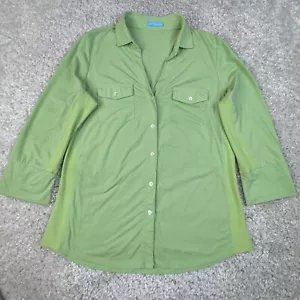 Top J McLaughlin Catalina de tela manga 3/4 verde para mujer mediano - Imagen 1 de 7