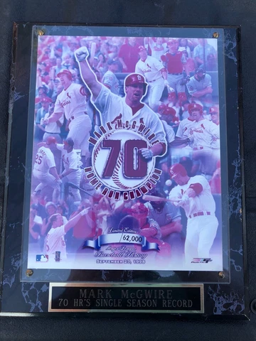 Vintage Mark Mcgwire Home Run King 1998 Record 70 Home Runs Wooden Plaque Cover