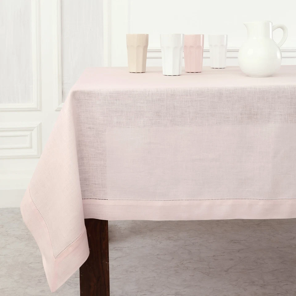 Solino Home 100% Pure Linen Tablecloth Fall Dining Solid Classic Hemstitch New - Image 1 of 1