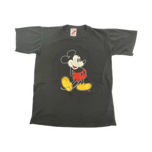 Vintage Jerzees Mickey Mouse T Shirt - USA Made - Black Cotton - Kids's Size L - Picture 1 of 10