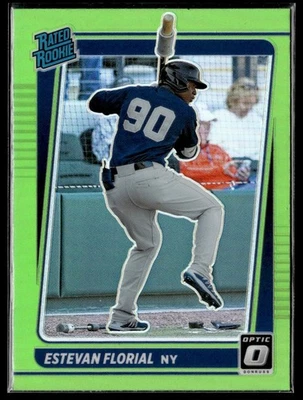 2021 Donruss Optic Lime Green Prizm Estevan Florial Rookie New York Yankees #76 - Image 1 of 2