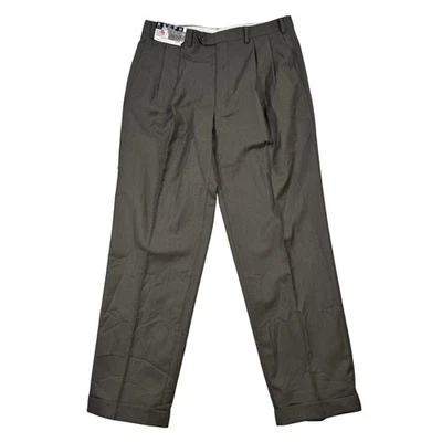 NUEVO Pantalones de vestir Ralph Lauren para hombre plisados verde oliva 36x32 mezcla elástica informales Foto 1 de 4