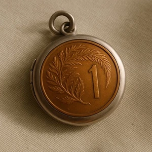Vintage 1970s - New Zealand - 1 Cent Coin - Locket Pendant – Handmade Keepsake - Picture 1 of 6