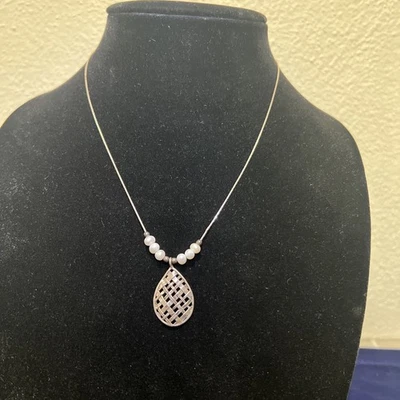 "Collar colgante de perlas de plata esterlina PAZ PZ firmado cumpleaños día de la madre" Foto 1 de 4