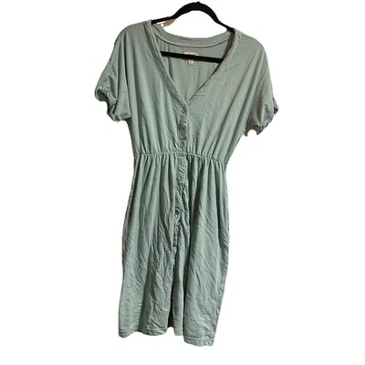 Pact Portside Button Front Short Sleeve Linen Cotton Dress Womens Small Seafoam - Image 1 of 4