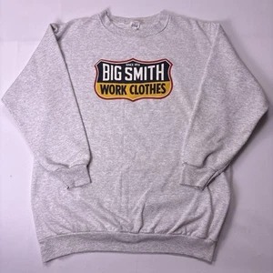 De Colección Big Smith Para Hombres XL Gris Algodón Pullover Sudadera Logo Gráfico HECHO EN EE. UU. - Imagen 1 de 9