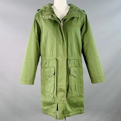 MARC by MARC JACOBS Taglia M Cotone Verde Trapuntato Cappuccio Zip Up Cappotto - Immagine 1 di 4