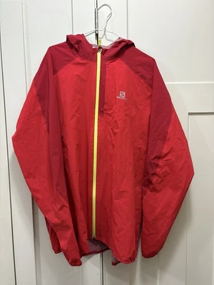 Chaqueta cortavientos con capucha Salomon con cremallera, roja, cremallera verde, XXL para hombre’s Foto 1 de 3