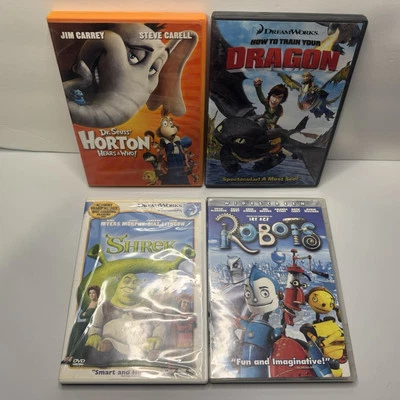 Kids DVDs Lot Of 4  Robots, Shrek, How To train your Dragon, Horton Hears A Who - Image 1 of 3