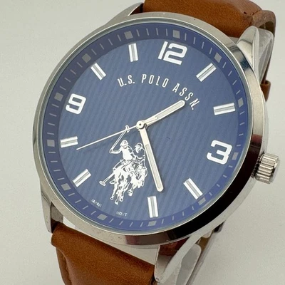 Accutime U.S. Polo Assn. Reloj Cuarzo Hombre Plata Azul Japón Analógico Batería Nueva Foto 1 de 4