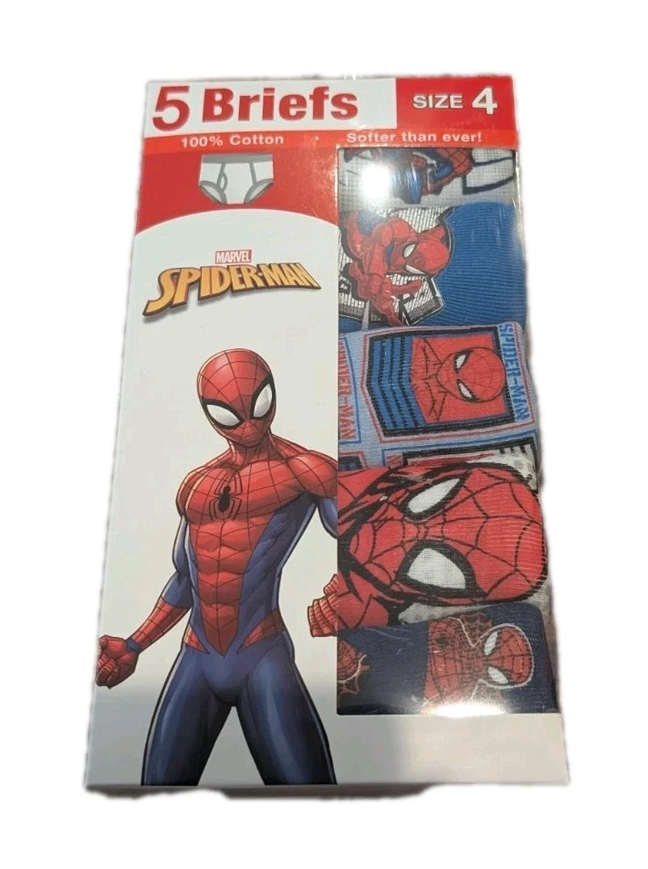 Marvel Spider-Man 5 Pack Boys Briefs Size 6 100 Cotton
