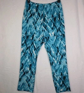Pantalones de descanso grandes para mujer Slinky Brand estampado azul azulado blanco negro arrugas - Imagen 1 de 4