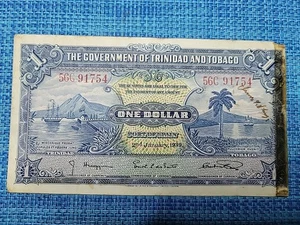 🇹🇹 Trinidad and Tobago 1 dollar P-5  P-5b 2nd  January 1939 Banknote 092525-7 - Picture 1 of 2