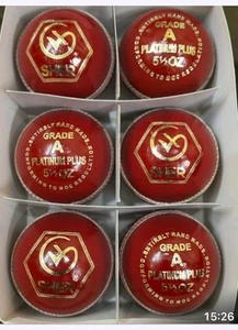 6 X Cricket Red Leather Ball Adult Size 5.5 Oz Good Quality T20,40 Over Match - Picture 1 of 5