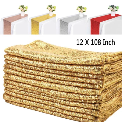 Mesa de comedor brillante 12"x108" lentejuelas para cumpleaños boda suministros decoración Foto 1 de 4