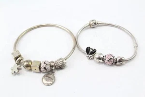 Pandora Sterling Silver Bracelets Charms Bangle Wedding Enamel Ship x 2 (56g) - Bild 1 von 5