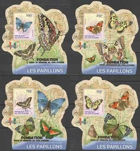 LX268 IMPERF !! GOLD 2014 ELFENBEINKÜSTE SCHMETTERLINGE #1504-7 UV KARTON 4BL MNH - Bild 1 von 3