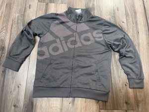 Adidas Youth Full-Zip Gray Jacket Size 10/12 With Pink Logo Design - Picture 1 of 6