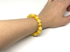 Amber Bracelet Gift Round Beads Baltic Stone Natural Yellow Unique 12,7g 18448