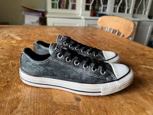 DONNA CONVERSE ALL STARS SCARPE DA GINNASTICA UK 5 SCARPE STRINGATE NERE DENIM TELA