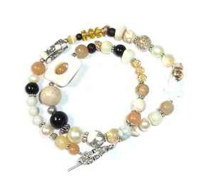 ★ DIY ★ Pulsera envolvente ★ beige, crema y negro ★ - Imagen 1 de 1