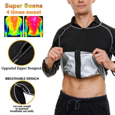 Hombres Mujeres Trajes de Sauna Chaqueta para Sudar Sauna Gimnasio Entrenamiento Traje Adelgazante Prendas para el torso Foto 1 de 4