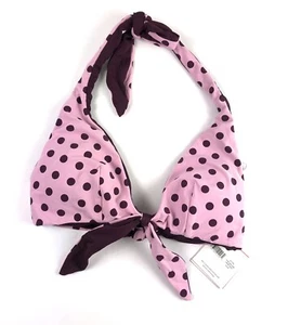 Kate Spade Women’s Size XS Pink Polka Dot Bikini Top, Halter - Picture 1 of 3