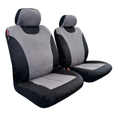Fundas de asiento delanteras impermeables de lona gris y negro para KIA Sephia Foto 1 de 4