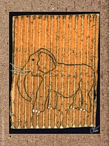 JACQUELINE DITT - Wellpappen Elefant ltd.sign.Original Druck xx Grafik Bilder  - Bild 1 von 3