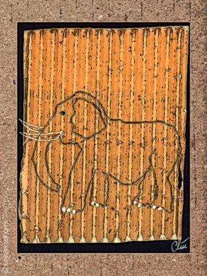 JACQUELINE DITT - Wellpappen Elefant ltd.sign.Original Druck xx Grafik Bilder  - Bild 1 von 3