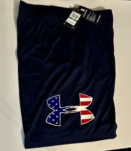 Under Armour Men's UA Freedom Flag Logo Shorts Navy Blue Men’s Large New W/ Tags - Picture 1 of 2
