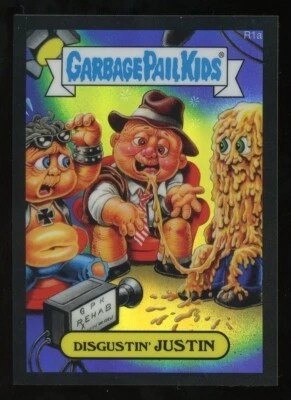 DISGUSTIN JUSTIN 2014 Garbage Pail Kids GPK Chrome BLACK REFRACTOR #R1a SP /99 - Image 1 of 2