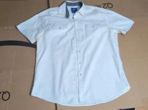 Michael Brandon Men's White Button Down Shirt, Short Sleeve, Large, Gray Accent - Picture 1 of 6
