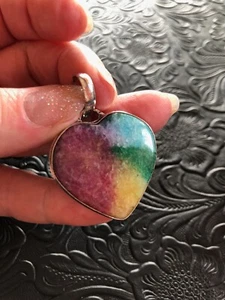 Artisan Southwest Rainbow Solar Quartz Heart Shadow Bezel 1.75" - Picture 1 of 3