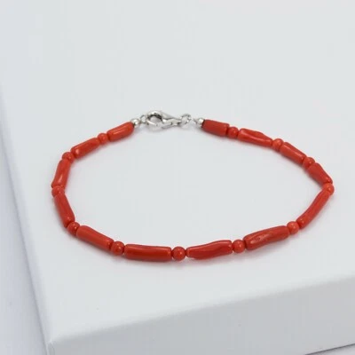 BRACCIALE IN ARGENTO 925 CON CORALLO ROSSO AGRP 0104 - Immagine 1 di 3
