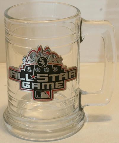Rare 2003 MLB All Star Game Chicago White Sox 5 1/4" Glass Mug w/Pewter Logo Cover