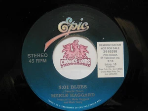 Demo! Merle Haggard: 5:01 Blues / Same, 45 RPM NM Epic Slv (T6) - Picture 1 of 2