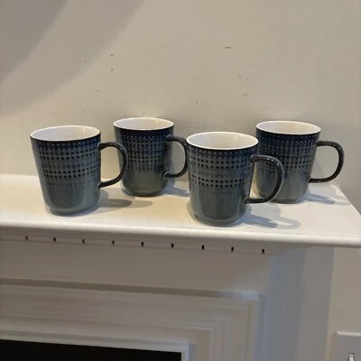 Набор из 4 синих кофейных кружек McLeland Design Hombre с тиснением точек керамика  - Изображение 1 из 4