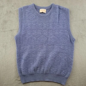 Vintage Pendleton Vest Mens M Blue Geometric Knit Wool 90s Grandpa Sweater Vest - Picture 1 of 8