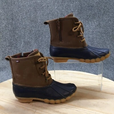 Tommy Hilfiger Botas Juveniles 2 Pato Marrón Azul Con cordones Tobillo Cómodas Informales Foto 1 de 4