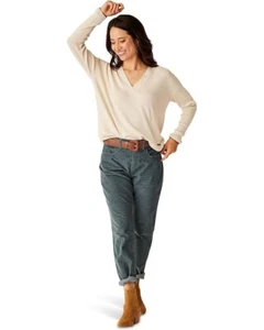 Carve Designs Women's NWOT Large Birch Aurora Washable Wool V-Neck Sweater - Picture 1 of 10