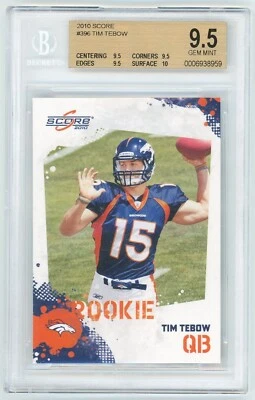 2010 Score Rookie Tim Tebow #396 RC BGS 9.5 Gem Mint Broncos - Image 1 of 2