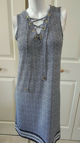 NUOVO ABITO STRETCH FLOREALE SENZA MANICHE NERO BIANCO TAGLIA XS MICHAEL KORS